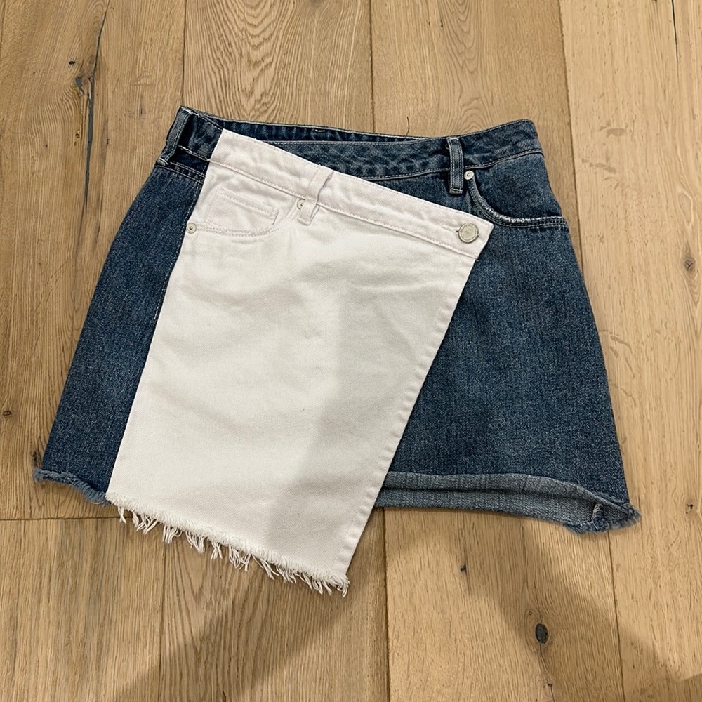 Two-Tone Jean Cross Over Skirt! Never worn! Perfect Condition!🤍